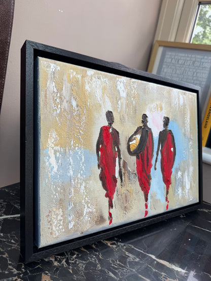 Framed in black textured Original Contemporary Abstract Oil Painting On Canvas 42x30cm Desert Walk