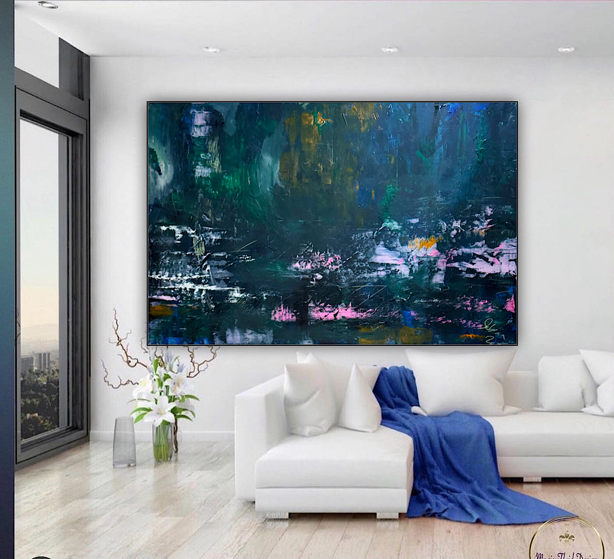 Original Abstract Oil Painting On Canvas 150cm x 100cm Depth of Silence Oka floral