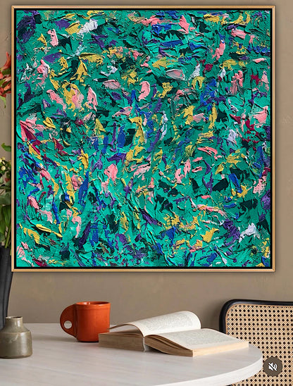 Oka Style Abstract contemporary Oil Painting On Canvas 100 x 100cm Secret Garden