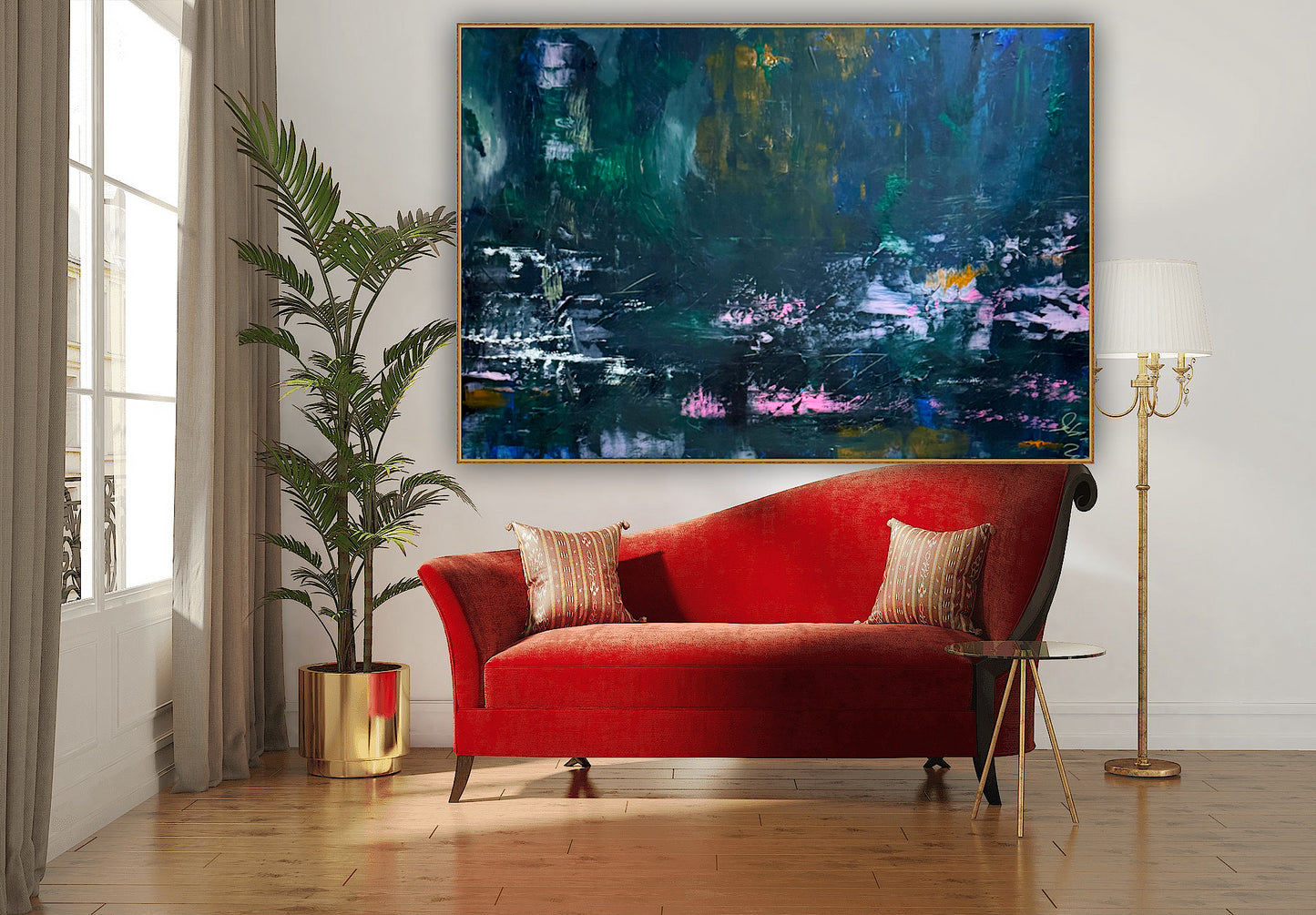 Original Abstract Oil Painting On Canvas 150cm x 100cm Depth of Silence Oka floral