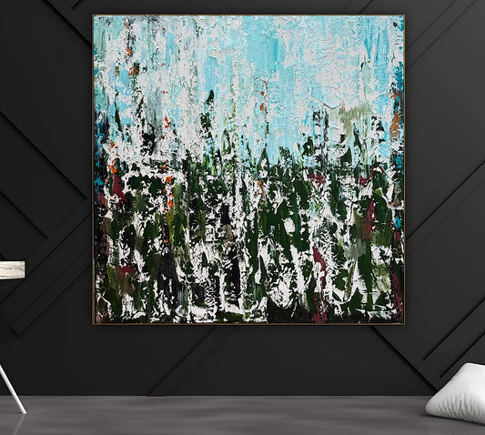 Oka Textured Abstract Original Oil Painting On Canvas 90x90cm Atelier Émeraude