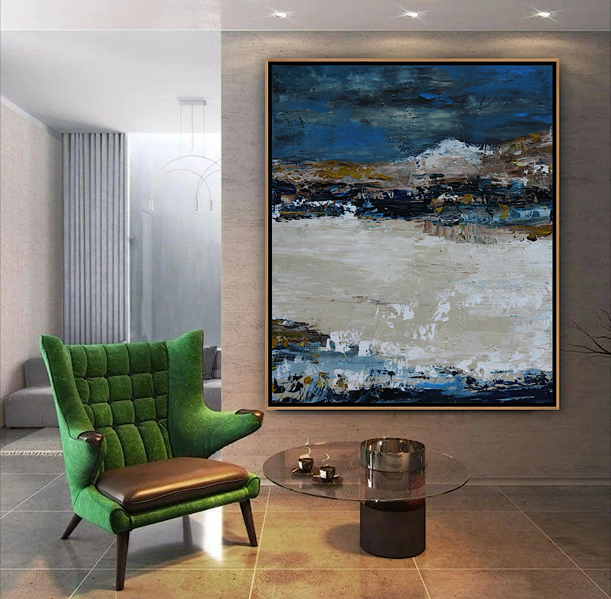 Original Abstract contemporary Oil Painting On Canvas 90x76cm Amalfi Coast Oka