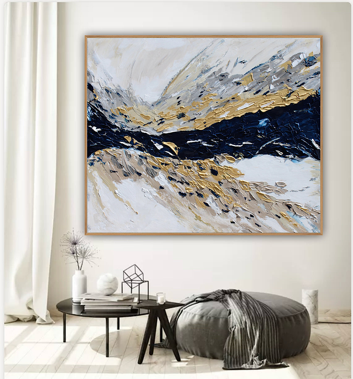 Oka Original Abstract Oil Painting On Canvas 120x100x4cm ‘Horizon ‘Seascape