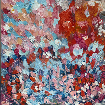 Modern Original textured Abstract Oil Painting On deep edge Canvas 120 x 120cm ‘Convergence ‘