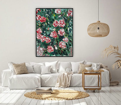 Abstract Impressionist Style Original Oil Painting on canvas 100x76cm Rose Garden
