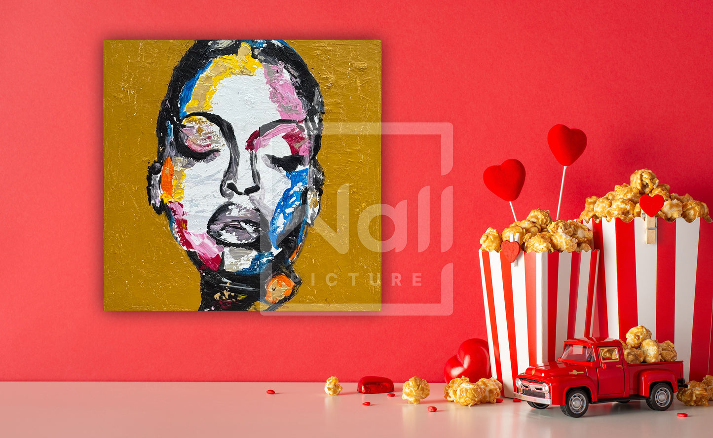 Oka Contemporary Abstract Original Oil Painting 60 x 60cm textured Strong Woman (portrait)