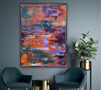 Large Abstract Original Oil Painting On 100x80cm canvas Oka Reflections