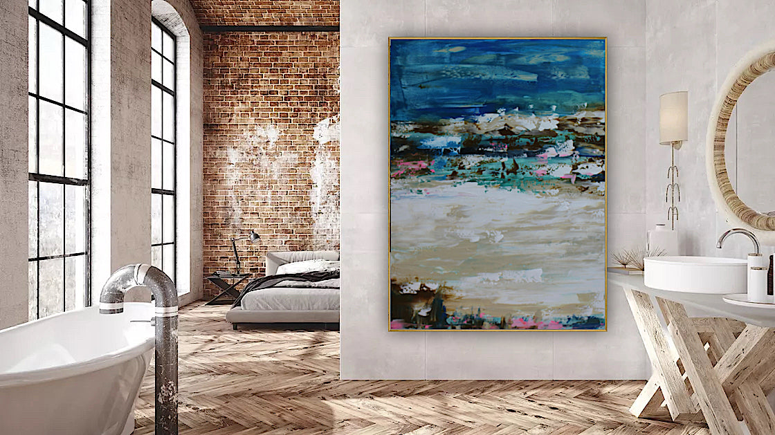 Amalfi coast Sea Sky Original abstract contemporary Oil Painting On Canvas size 100x80cm