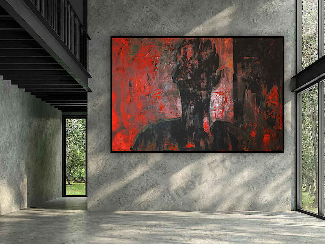 Original Abstract Oil Painting On Canvas 150cm x 100cm Man in The Shadows oka