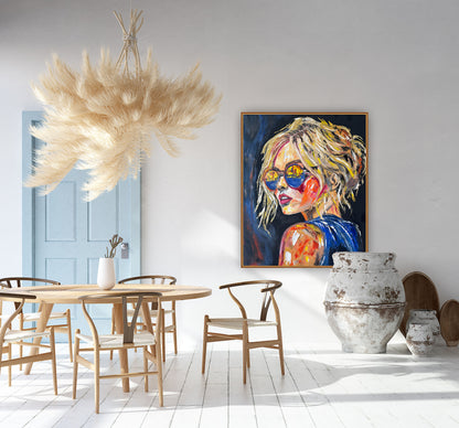 Contemporary Abstract Original Oil Painting of a woman On 90 x 76cm Canvas ‘Blondie II’ woman portrait