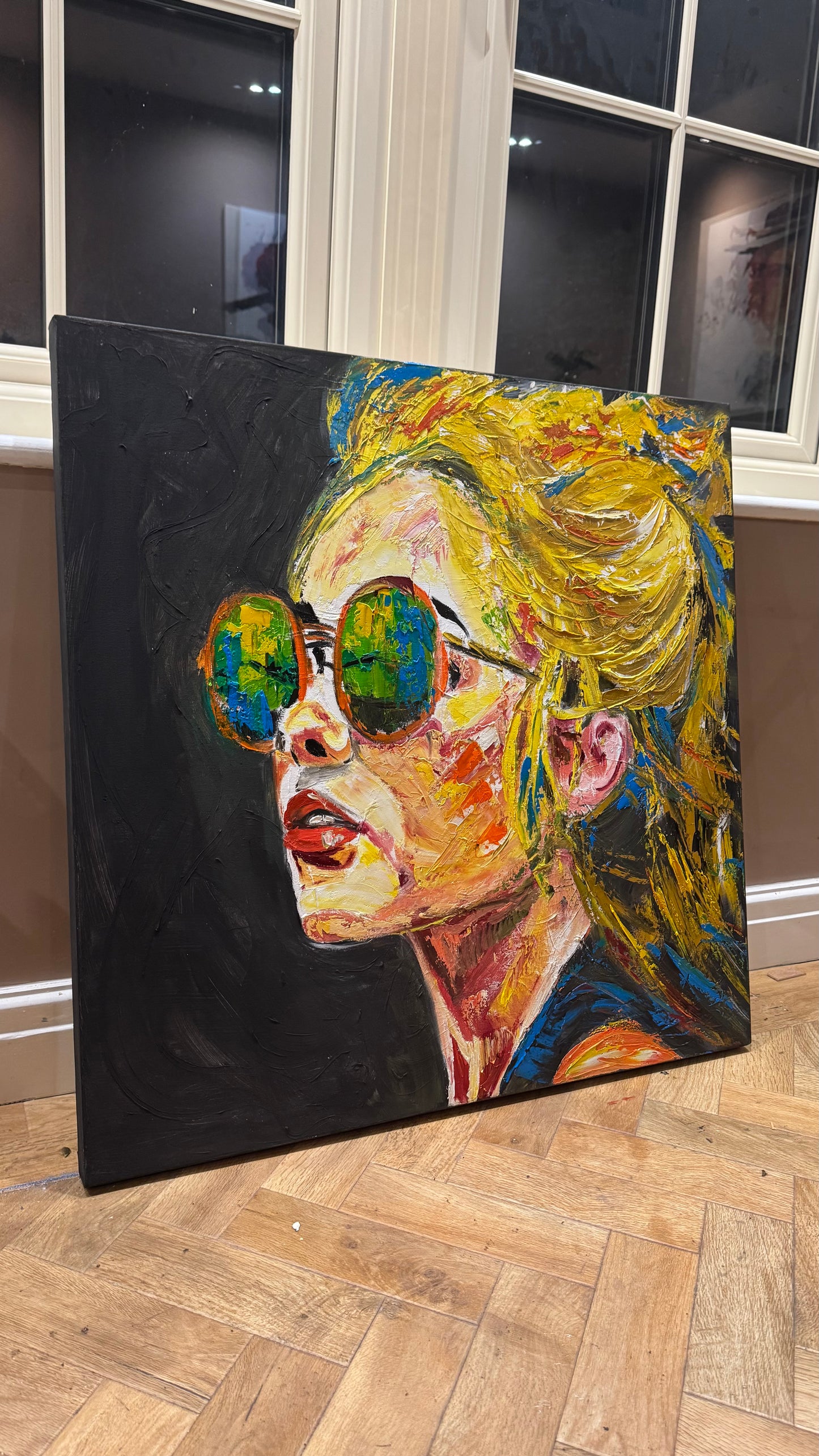 Abstract Original Oil Painting On Canvas 80x80cm Blondie Portrait of Woman textured