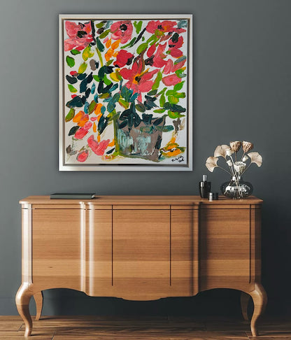 Framed Original Abstract contemporary Oil Painting On Canvas 45x40cm Floral dream textured Oka