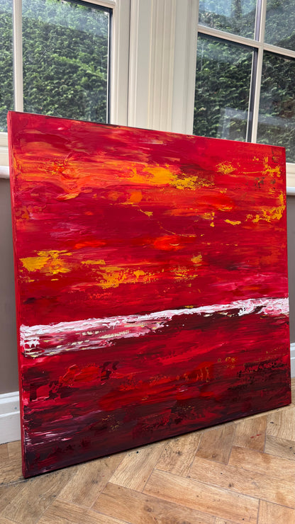 Oka style textured Original modern Abstract Oil Painting On Canvas 80 x 80cm ‘Veil of Dusk ‘Coast