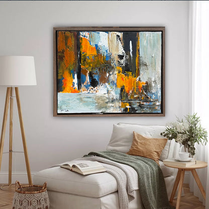 Framed Original Abstract contemporary Oil Painting On Canvas 60x50cm London Dusk Oka