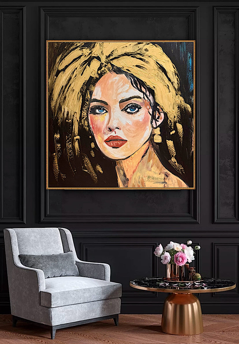 Richter Style Abstract Original Oil Painting On 100 x 100cm canvas Alchemy of Beauty  woman portrait