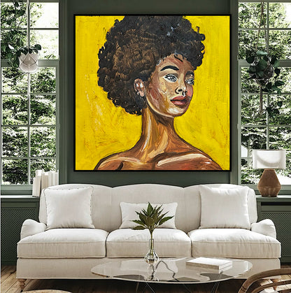 Modern Abstract Original Oil Painting On Canvas Unapologetic Portrait 60x60cm