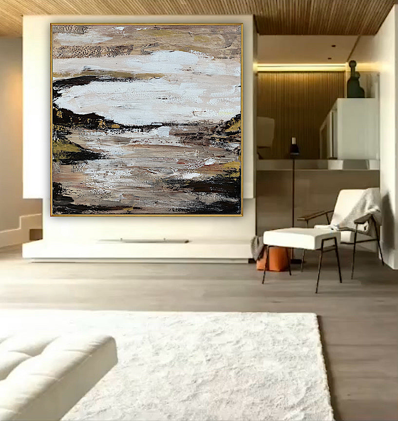 Oka style textured Original modern Abstract Oil Painting On Canvas 80 x 80cm ‘Between Shadow And Sky’