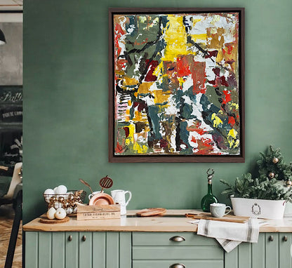 Framed Original Abstract contemporary Oil Painting On Canvas 47x53cm Summer in Venice Oka