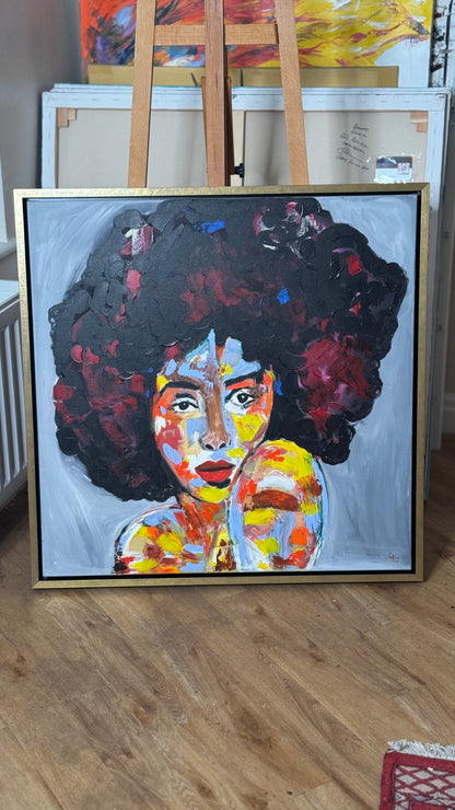 Oka Contemporary Abstract Original Oil Painting 80x80cm Canvas Woman Portrait framed