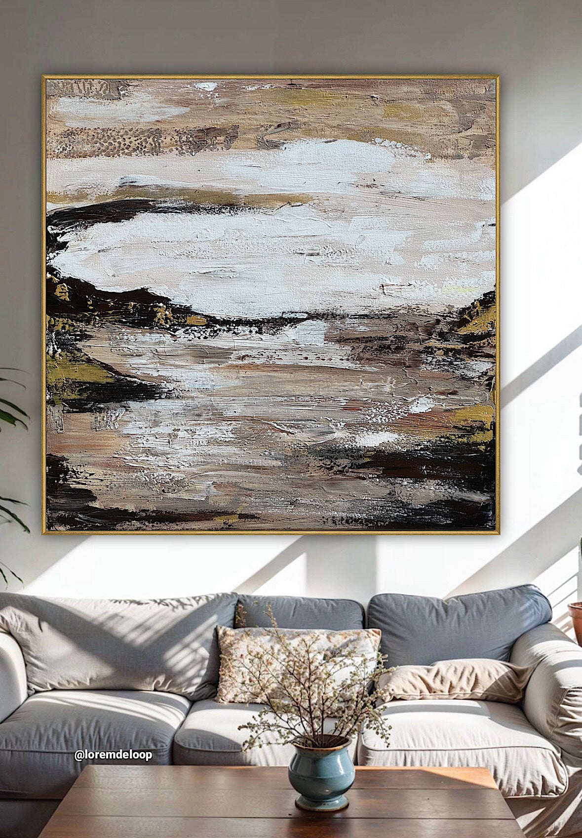 Oka style textured Original modern Abstract Oil Painting On Canvas 80 x 80cm ‘Between Shadow And Sky’