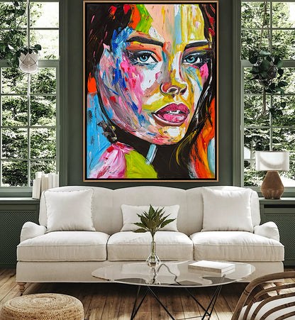 Contemporary Abstract Original Oil Painting On 100 x 80cm Canvas Chromatic Gaze woman portrait