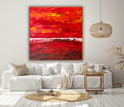 Oka style textured Original modern Abstract Oil Painting On Canvas 80 x 80cm ‘Veil of Dusk ‘Coast
