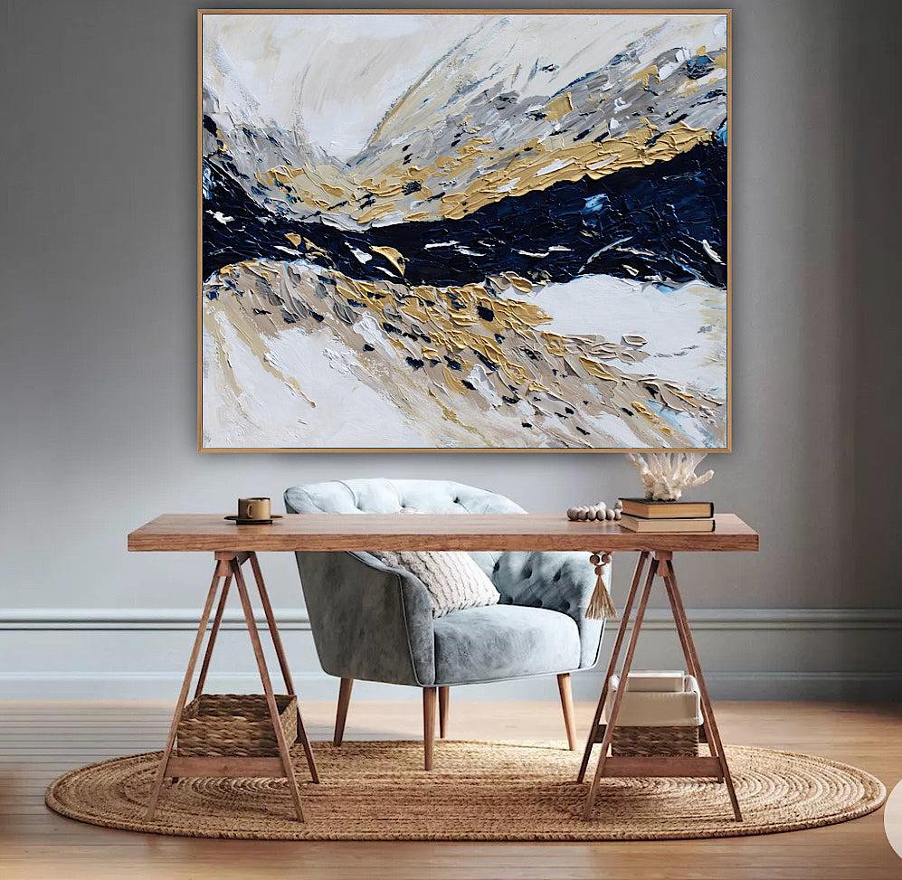 Oka Original Abstract Oil Painting On Canvas 120x100x4cm ‘Horizon ‘Seascape