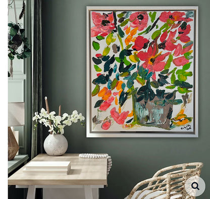 Framed Original Abstract contemporary Oil Painting On Canvas 45x40cm Floral dream textured Oka