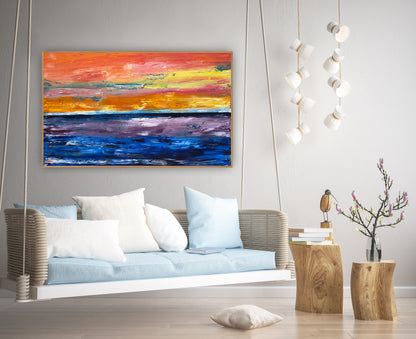 Contemporary Abstract Style XLarge Oil Painting textured On Canvas 122X 76cm Ember Horizon