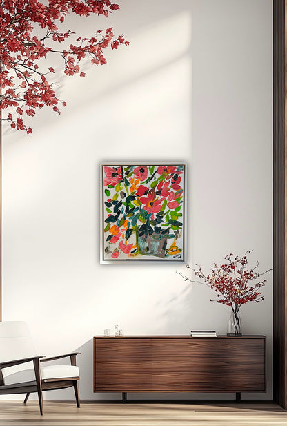 Framed Original Abstract contemporary Oil Painting On Canvas 45x40cm Floral dream textured Oka