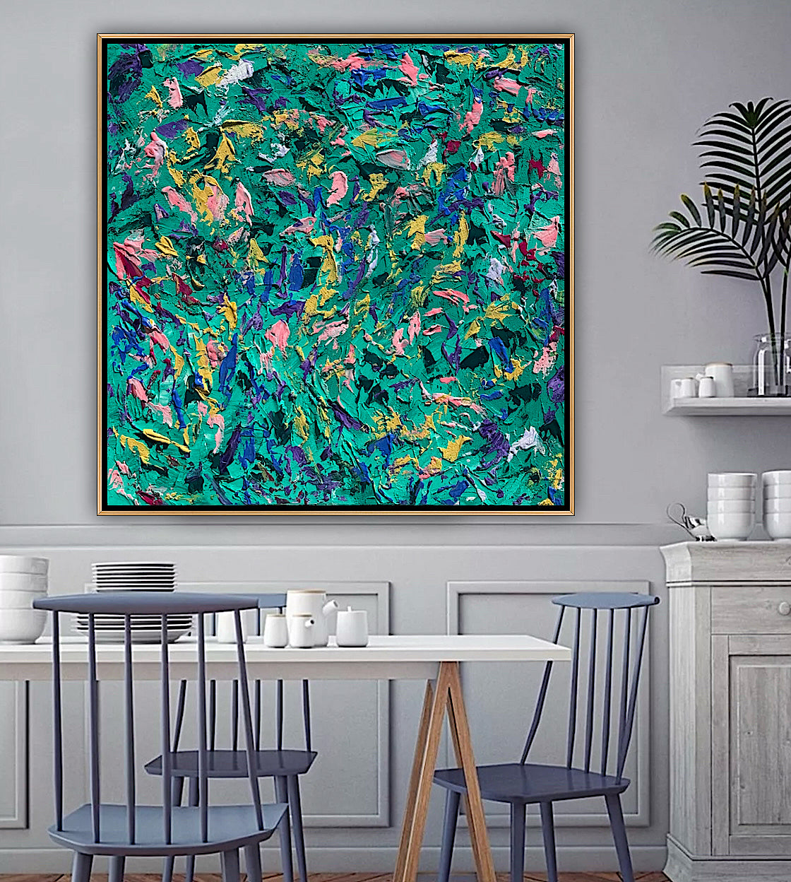 Oka Style Abstract contemporary Oil Painting On Canvas 100 x 100cm Secret Garden