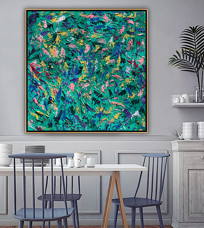 Oka Style Abstract contemporary Oil Painting On Canvas 100 x 100cm Secret Garden
