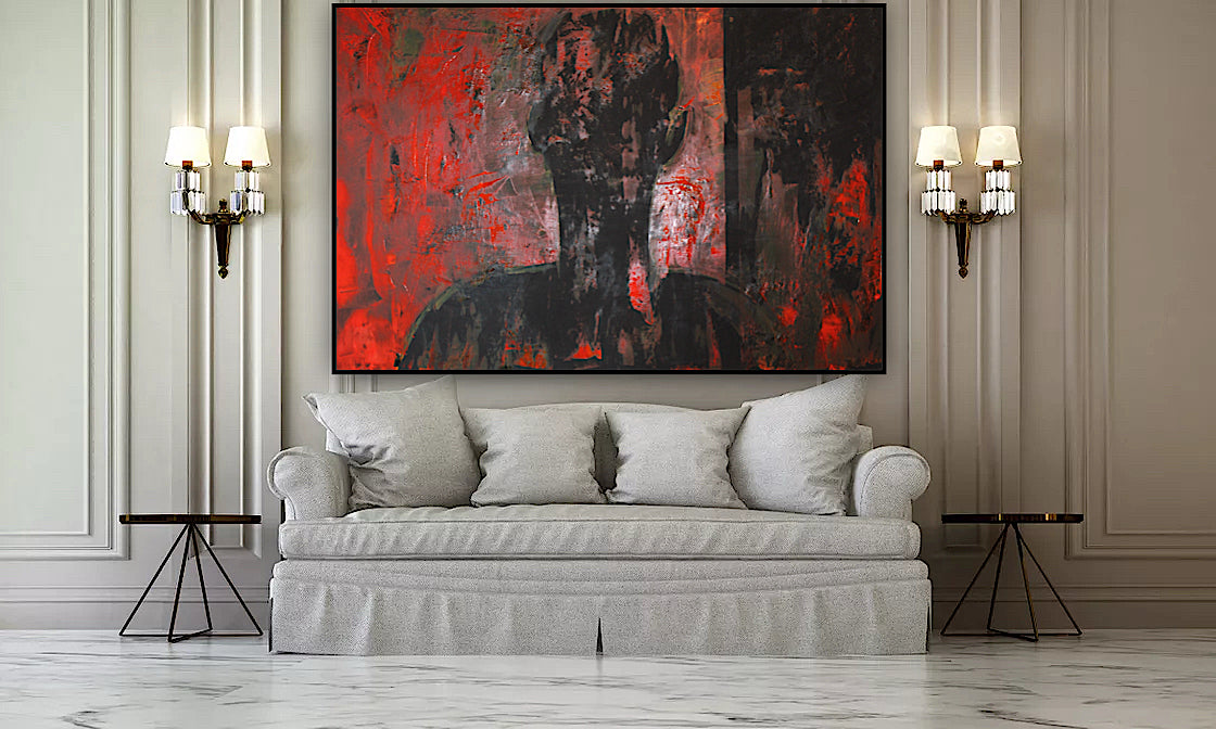 Original Abstract Oil Painting On Canvas 150cm x 100cm Man in The Shadows oka