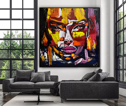 Contemporary Abstract Original Oil Painting On 80x80cm Canvas Unspoken Gaze