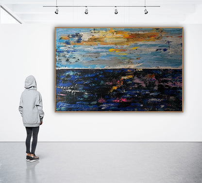 Original Abstract Oil Painting On Canvas 150cm x 100cm Depth of Silence Oka seascape
