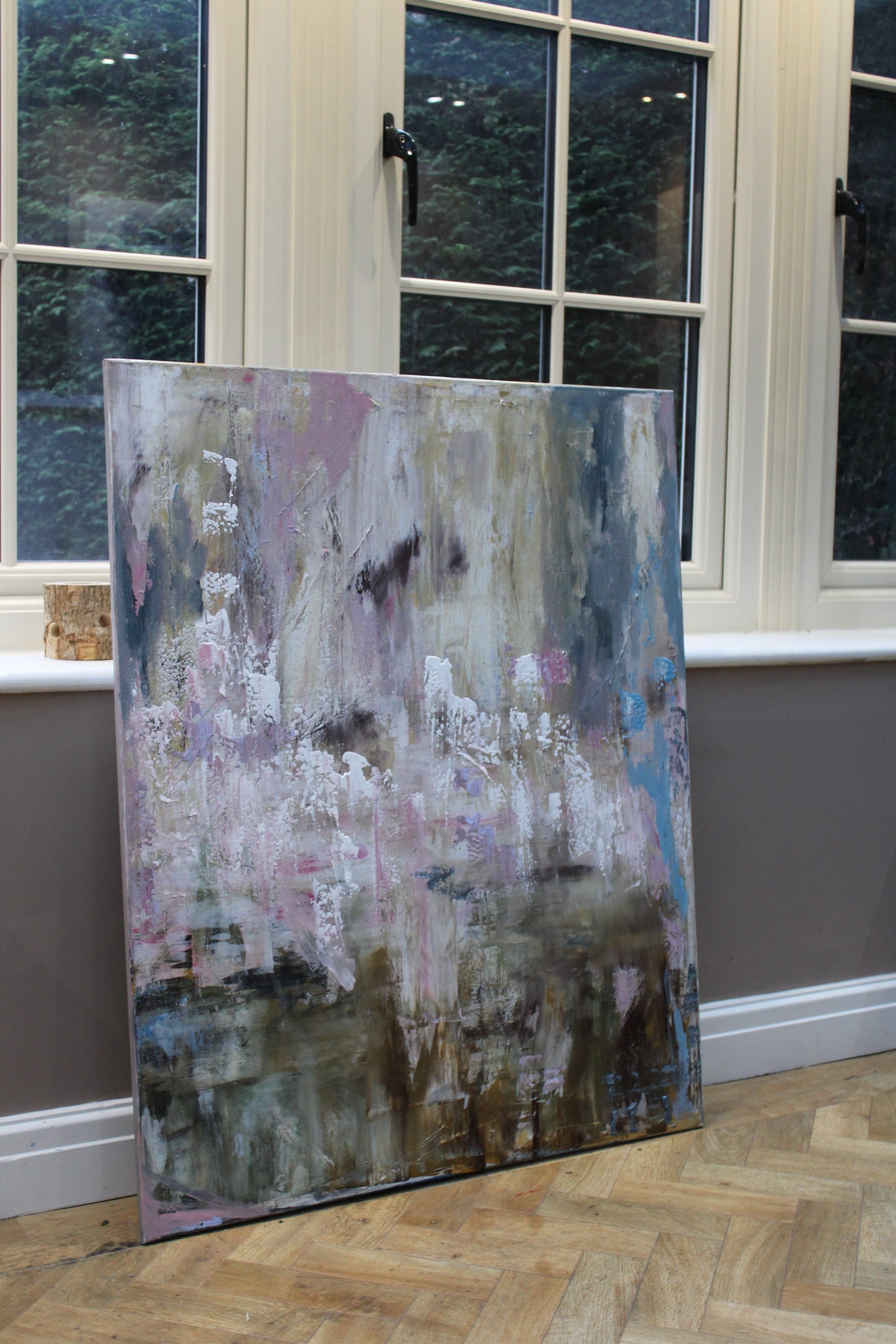 Oka Style Original Abstract Oil Painting On 100x80cm Canvas Echoes of a Distant Bloom