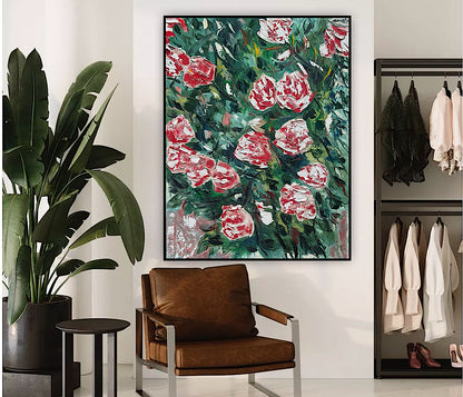 Abstract Impressionist Style Original Oil Painting on canvas 100x76cm Rose Garden