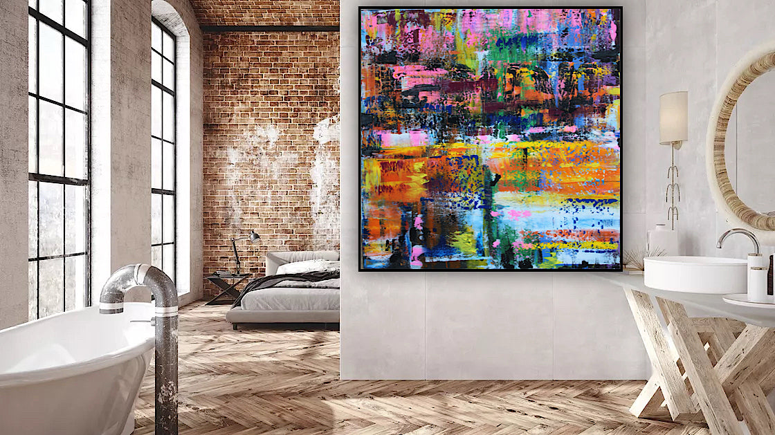 Oka Contemporary Abstract Original Oil Painting On Canvas 80x80cm  “Luminous Echoes”