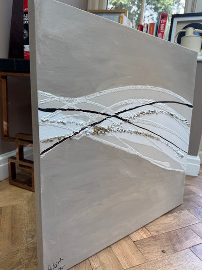 Set of 2 Modern Abstract Original Paintings On Canvas textured ‘Pebbles’  61 x 61cm each