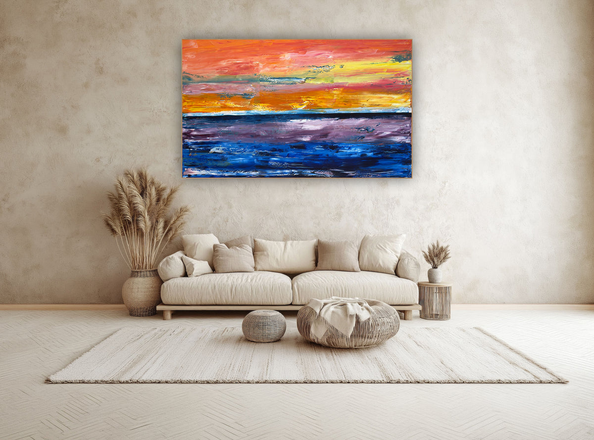 Contemporary Abstract Style XLarge Oil Painting textured On Canvas 122X 76cm Ember Horizon