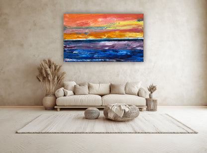 Contemporary Abstract Style XLarge Oil Painting textured On Canvas 122X 76cm Ember Horizon