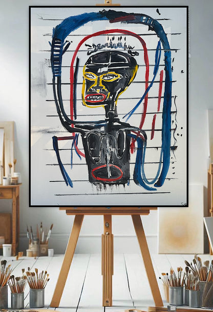 Modern Original Textured Abstract Oil Painting  Canvas 100x80cm Graffiti Art Darkness