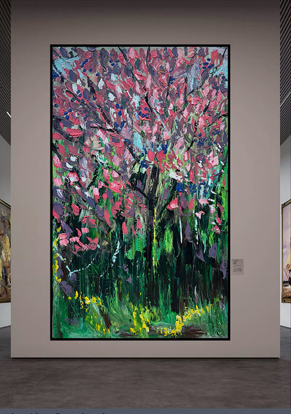 Original Abstract Oil Painting On Canvas 153 x 92cm Magnolia tree Oka