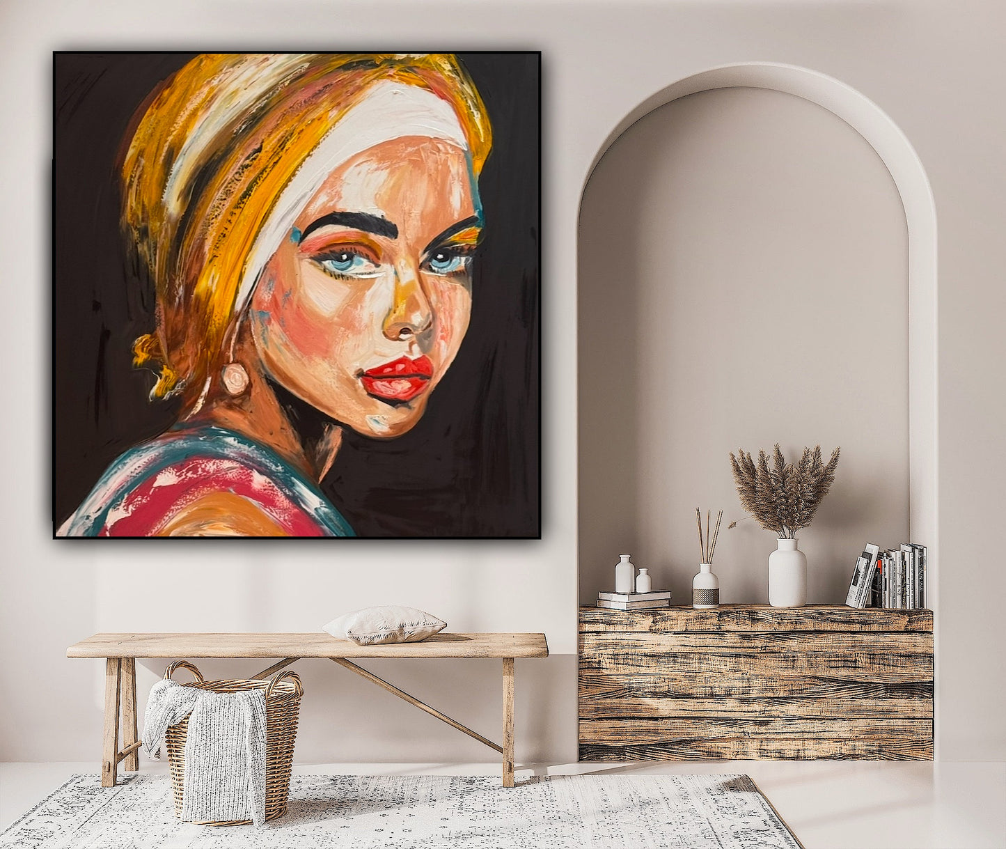 Richter Style Abstract Original Oil Painting On 90 x 90cm canvas Pillow Talk Eyes woman portrait