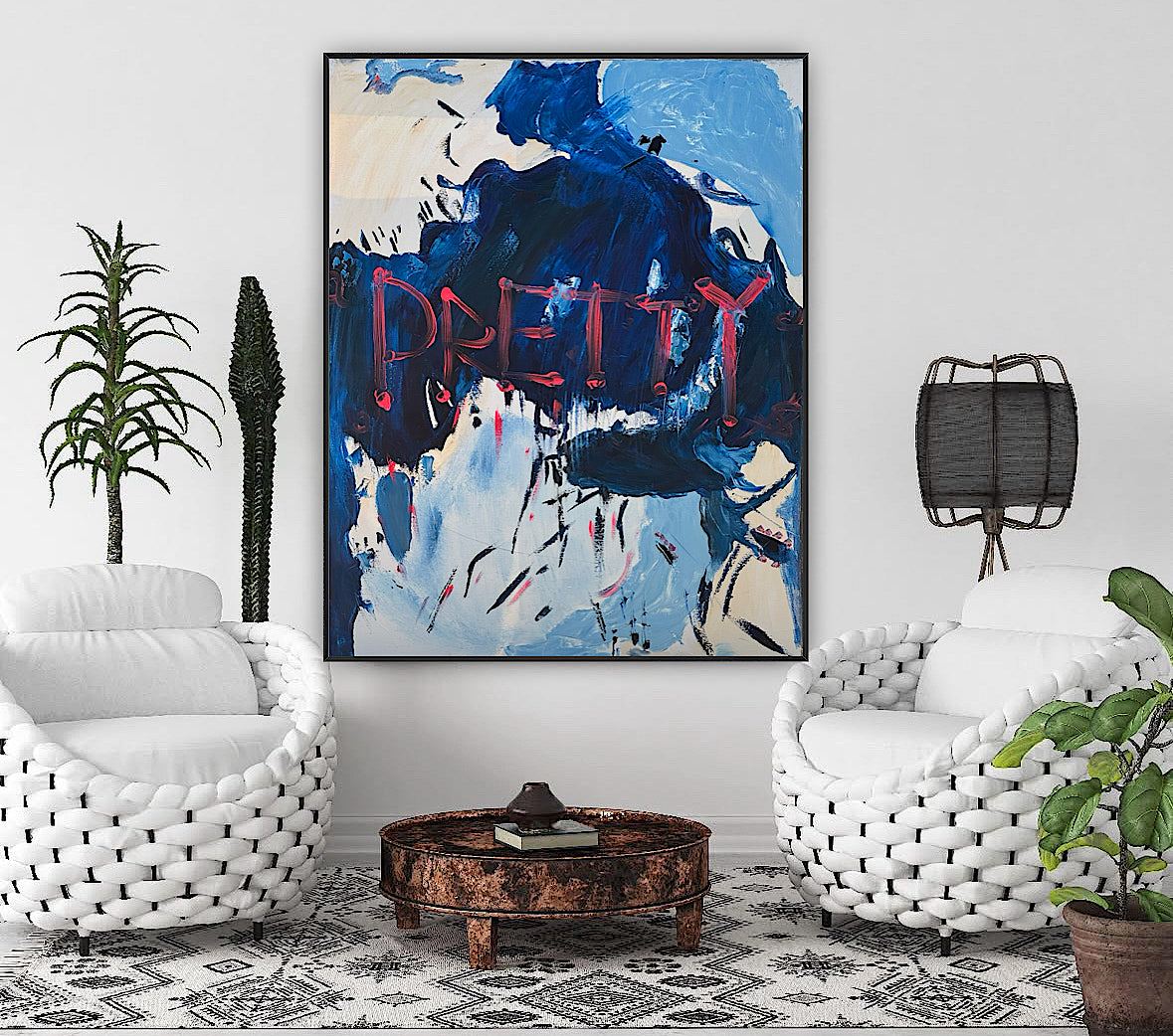 Modern Original Textured Abstract Oil Painting on Canvas 100x80cm Graffiti Art Pretty