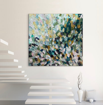 Modern Original textured Abstract Oil Painting On deep edge Canvas 120 x 120cm ‘Autumn Garden’