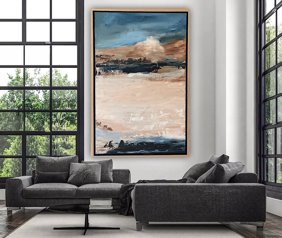 Framed Original Abstract contemporary Oil Painting On Canvas 83x56cm Amalfi Coast Oka