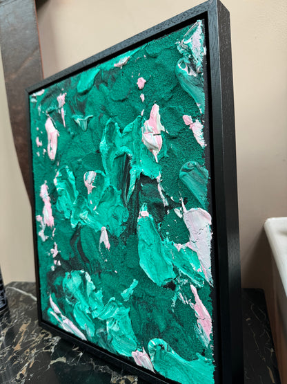 Framed in black textured Original Contemporary Abstract Oil Painting On Canvas 35x41cm Garden Love II
