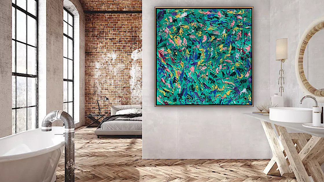 Oka Style Abstract contemporary Oil Painting On Canvas 100 x 100cm Secret Garden
