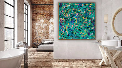 Oka Style Abstract contemporary Oil Painting On Canvas 100 x 100cm Secret Garden